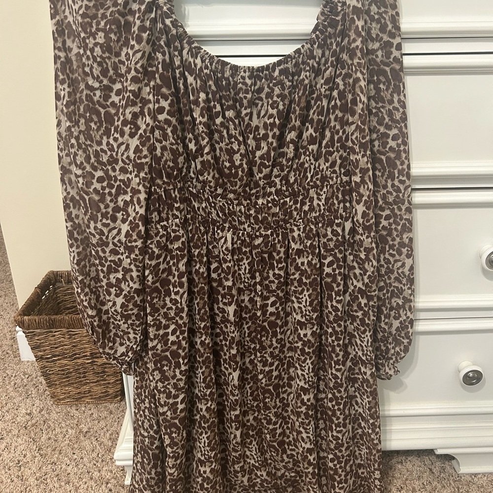 Chic Soul Brown Leopard Print Mini Dress
